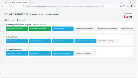 Steps - Projects - Client View